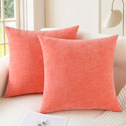 CaliTime Decorative Couch Throw Pillow Covers 16 X 16 Inches Living Coral - color: Living Coral, size: 16" x 16" (Pack of 2)