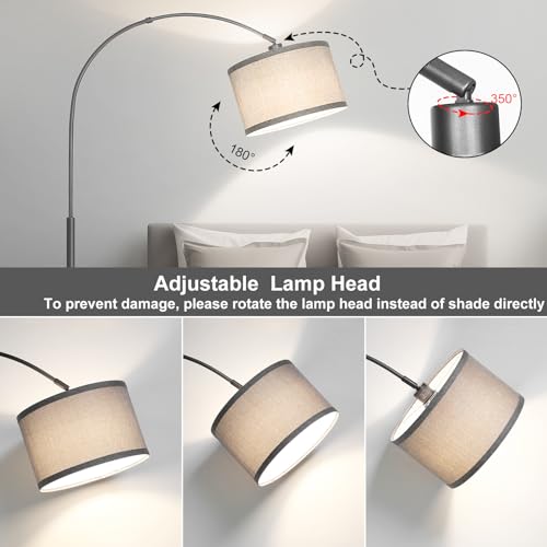 Modern Floor Lamp, Arc Standing Lamp with Gray Lampshade and Pedal Switch - color: Metal Gray Base with Gray Shade