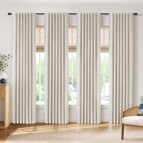 INOVADAY 4 Panels Set Cream Blackout Curtains 90 Inches Long Living Room - color: #01 Cream, size: 42"W x 90"L (Pack of 4)