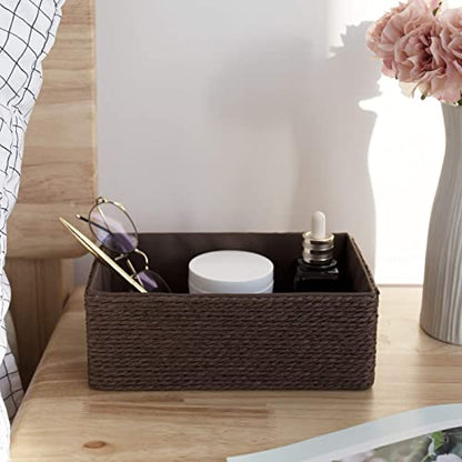 LA JOLIE MUSE Bathroom Basket Organizers, Paper Rope Storage, Brown 4 Pack - color: Brown