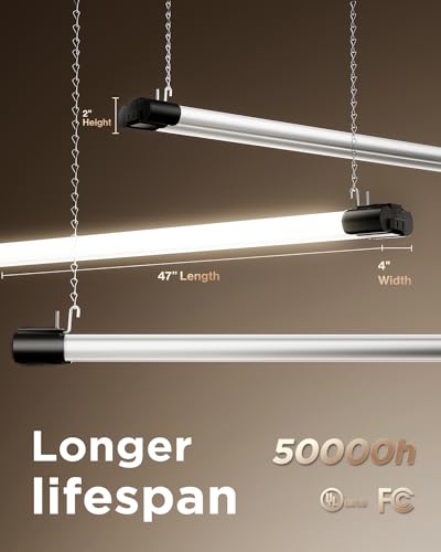 Sunco 6 Pack LED Shop Lights 4FT, Plug in Linkable, Black, 40W=150W - color: Black 5k