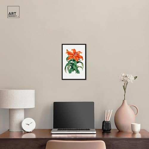 Art Remedy Botanical Prints Canvas, 10" x 15", Black Frame, Thunberg Orange Lily - color: Black Frame, size: 16"L x 11"W