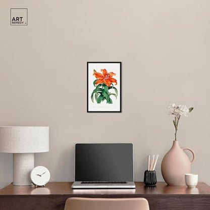 Art Remedy Botanical Prints Canvas, 10" x 15", Black Frame, Thunberg Orange Lily - color: Black Frame, size: 16"L x 11"W