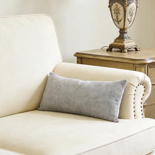 Slow Cow Chenille Lumbar Throw Pillow Cover 12 x 24 Inches Grey - color: D-chenille Grey, size: 24" x 12" (Pack of 1)