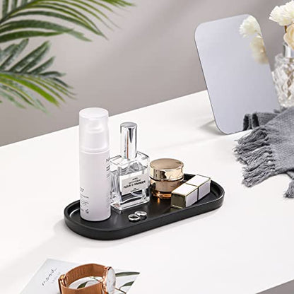 Luxspire 10" Oval Bathroom Tray for Countertop Organizer, Matte Black - color: Matte Black, style: Small