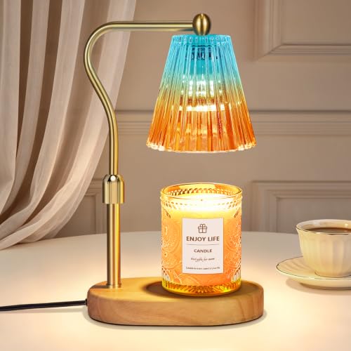 seenlast Blue Red Candle Warmer Lamp with Timer Dimmer Adjustable Height,Mothers Day Gifts,Electric Wax Warmer Vintage Home Decor for Scented Jar Candles,Birthday Gifts for Women - color: Blue Red