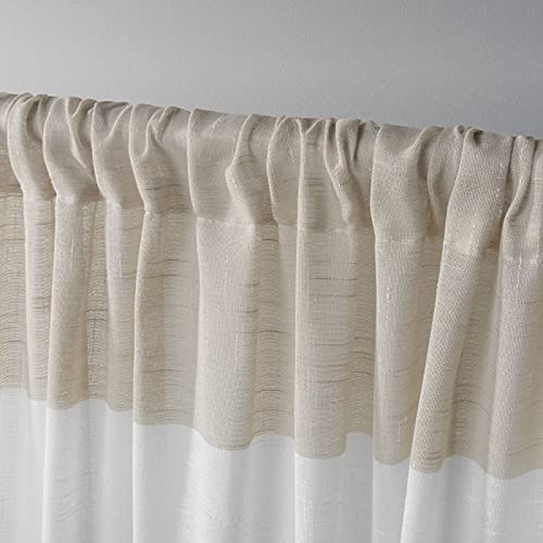 EXCLUSIVE HOME Darma Sheer Linen Rod Pocket Curtain Panel Pair, 50"x108", Linen - color: Linen, size: 50"W x 108"L (Pack of 2)
