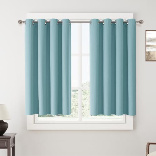 ChrisDowa Lake Blue Blackout Curtains 45 Inches Long 2 Panels for Bedroom - color: Sky Blue, size: 52"W x 45"L (Pack of 2)