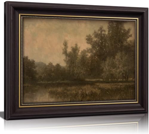 Vintage Framed Moody Landscape Wall Art,Rustic Forest Wall Decor - color: Vintage Landscape, size: 9"L x 11"W