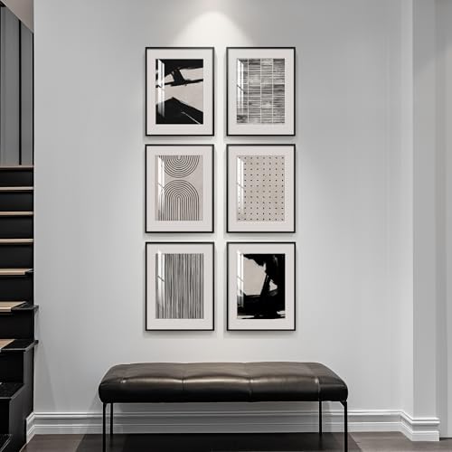 Framed Boho Black and White Abstract Wall Art for Living Room, 11x14 Inch - color: Black White Abstract