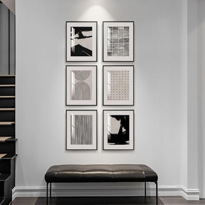 Framed Boho Black and White Abstract Wall Art for Living Room, 11x14 Inch - color: Black White Abstract