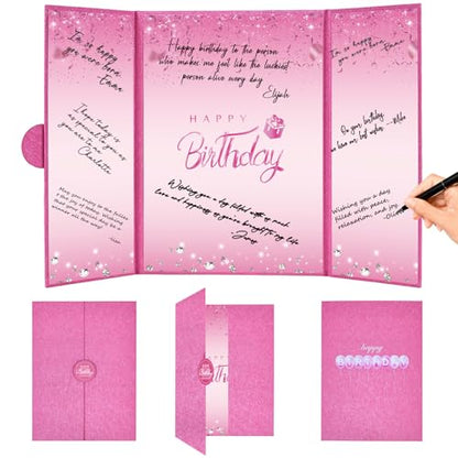 Crenics Hot Pink Happy Birthday Guest Sign in Book Alternative 18" x 12" - color: Hot Pink