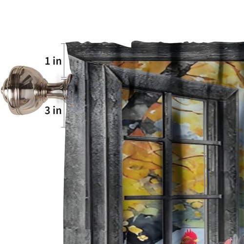Farm Rooster Valance Curtains, Rustic Farmhouse Country Animal Rural Chicken Print Window Treatment Valances for Kitchen Bedroom Dining Room Living Room, 54x18 Inch - color: Chicken-1