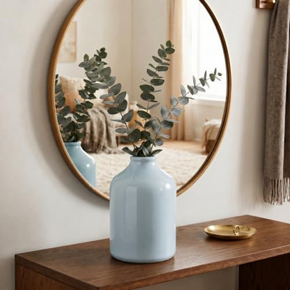 Sunddo Large Blue Ceramic Vase, 8 Inch, Modern - color: Light Blue, size: 8 inch