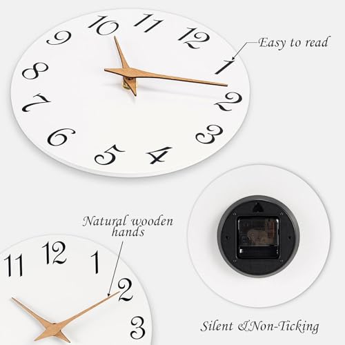 Mosewa Wall Clock Silent Non-Ticking Battery Operated Modern Simple 12" - color: F_white-, size: 12 Inch