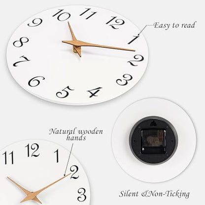 Mosewa Wall Clock Silent Non-Ticking Battery Operated Modern Simple 12" - color: F_white-, size: 12 Inch
