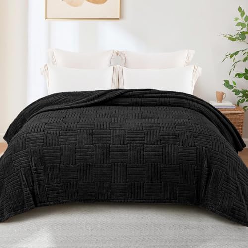 Whale Flotilla Lightweight Fleece Twin Size Blanket for Bed, Black - color: Black, size: Twin(60x80 Inch)