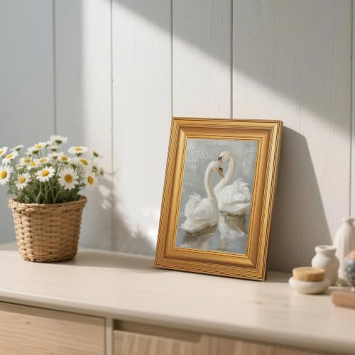 EJPFOGV Two Romantic White Swans Heart Framed Canvas Wall Art 8x10 inches - color: Swan, size: 10"L x 8"W
