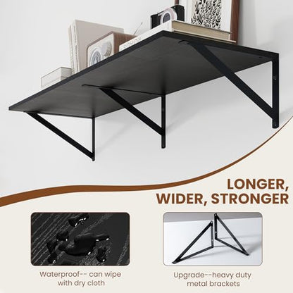 Heimlove 36W x 12D Deep Floating Shelves Set of 2 Black - color: Black With Black Metal Bracket, size: 36Wx12Dx5.8H