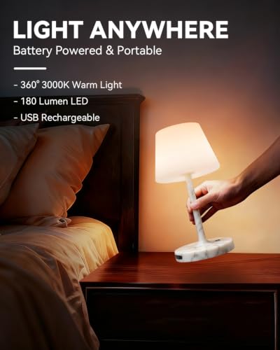 SAIWEYA Outdoor Waterproof Shower Lamp, 5200mAh Rechargeable Bathroom Lamp - color: Marble White, size: 5200mAh