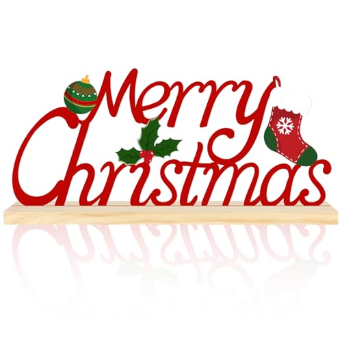 Metal Merry Christmas Sign, Merry Christmas Tabletop Decoration - color: XMAS