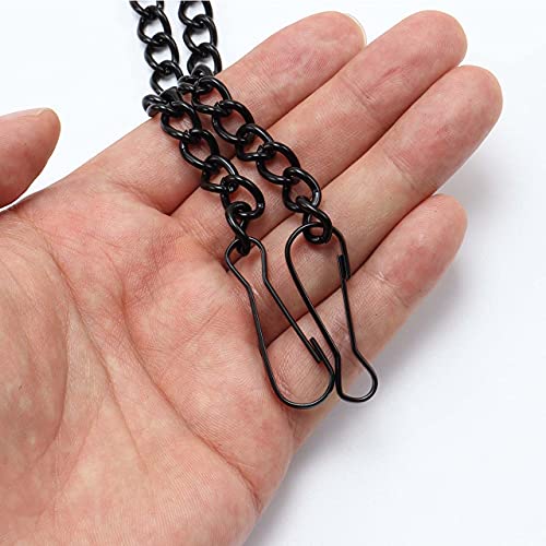 Bieye Chain006 32.8ft Black Metal Chain Roll with 20 Safety Hooks - size: Black 32.8ft Long