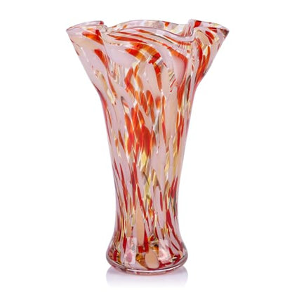 9.0" H Blush Pink Glass Vases for Flower, Unique Hand Blown Glass Vase - color: Blush Pink