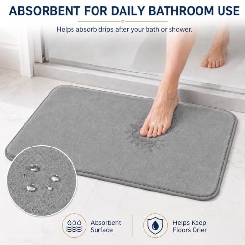 RUN HELIX Bathroom Rugs Sets 3 Piece, Soft Absorbent Memory Foam Bath Mats Set, Dry Fast Bath Mat, Machine Washable Bath Rug Set for Bathroom （Ash Gray） - color: Ash Gray