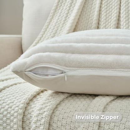 FUTEI Pack of 2 Faux Fur Throw Pillow Covers 28x28 Inch, Cream White - color: Cream White, size: 28" x 28" (Pack of 2)