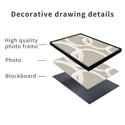 Framed Abstract Black Stroke Lines Canvas Painting,24x32 In - color: White