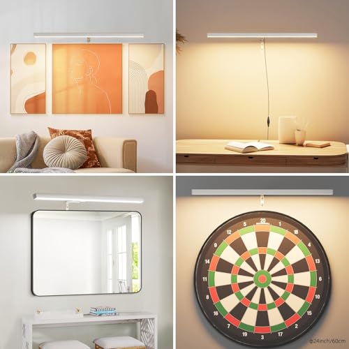 24" LED Picture Light Plug in, 9W Nickel Art Light - color: Nickel, size: 24 inch