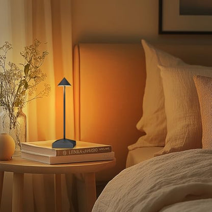 3 Pack Small Black Rechargeable Cordless Table Lamps Dimmable - color: Black-A
