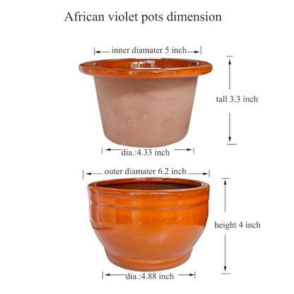 African Violet Pots Self Watering Orange 6 inch - color: Orange