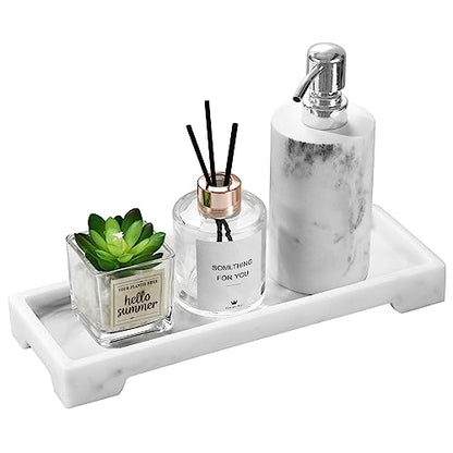 Luxspire Marble Tray for Soap Dispenser Perfume Jewelry, S, Marble White - color: B - White Marble, style: Small