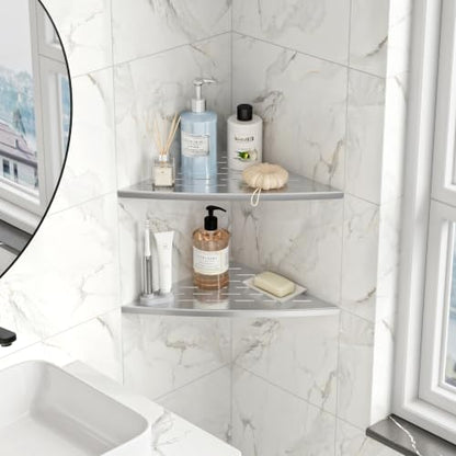 Qeke 2 Pack Corner Shower Shelf Brushed, 11.5" Recessed Tile Shower Shelf - color: Brushed Nickel