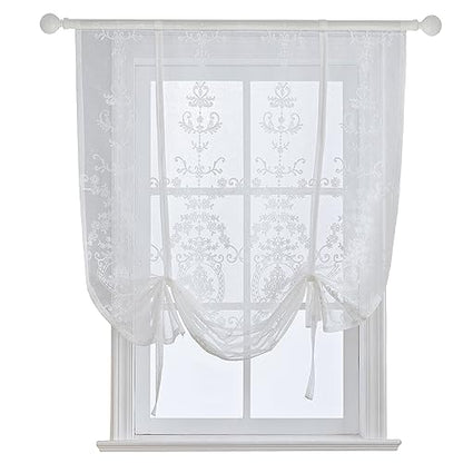 Sheer Tie Up Balloon Curtains for Bathroom Lace 31 x 47 Inch - size: 31"W x 47"L (Pack of 1)