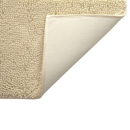 Non-Slip Bath Rug,Extra Soft Microfiber Bedroom Shag Carpet with Anti-Slip Backing,Water/Dust Absorbent Fast Dry Shower Mat,Sound Insulated Stairs Pad,Machine Washable (Beige,19 x 31 Inches) - color: Beige, size: 19"x31"