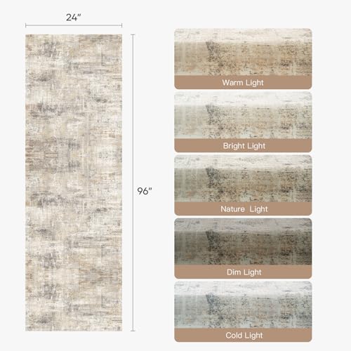 2X8 Area Rug for Hallways, Gold Abstract Washable Non-Slip Runner Rugs - color: Grey/Gold, size: 2' x 8' (Rectangular)