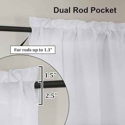 Lecloud White Curtains 63 Inch Length for Bedroom, 2 Panels Set - color: White, size: 40"W x 63"L (Pack of 2)