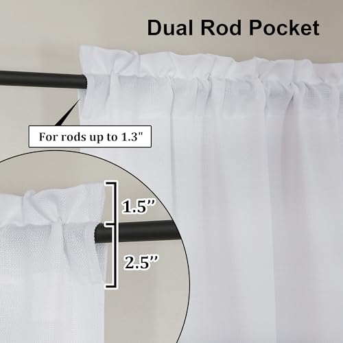 Lecloud White Curtains for Bedroom 54 Inch Length 2 Panels Set - color: White, size: 30"W x 54"L (Pack of 2)