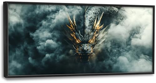 Chinese Dragon Large Wall Art Framed Wall Decor for Living Room Asian Dragon Pictures Oversized Canvas Print Painting Modern Extra Large Framed Artwork for Bedroom Office Home Decor 60"x30" - color: Black Dragon, size: 60"L x 30"W