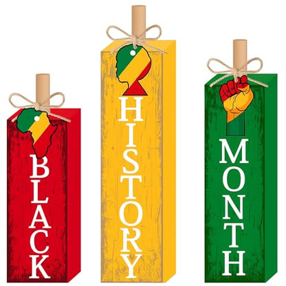 MiniInflat Black History 3 Pcs Table Decor, Wooden Block Sign Tiered Tray - style: Black History Month