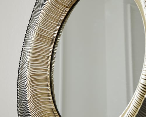 Signature Design by Ashley Dallmen Contemporary Accent Mirror with Thick Frame, Black & Gold