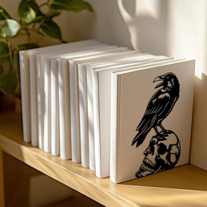 Peacoblue 5.3"x4.3"x7.4" Metal Bookends, Heavy Duty Book Ends for Shelves - style: Crow and Skull