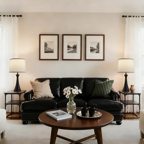 Touch Table Lamps Set of 2, 21" Bedside Lamps with USB C+A - color: Black & White Shade