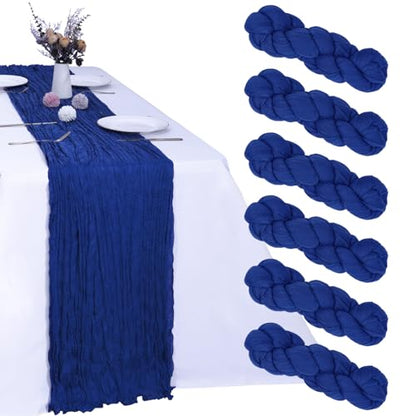 6 Pack Royal Blue Cheesecloth Table Runner 35 x 120 Inch - color: Royal Blue, size: 6 Pcs - 10 Ft