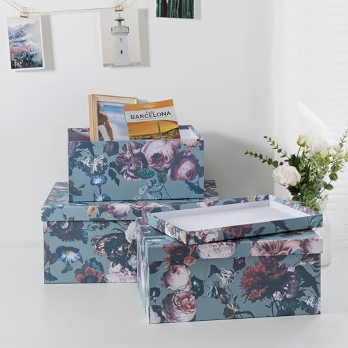 Soul & Lane - Elegance in Bloom Decorative Boxes with Lids, Set of 3 - color: Elegance in Bloom