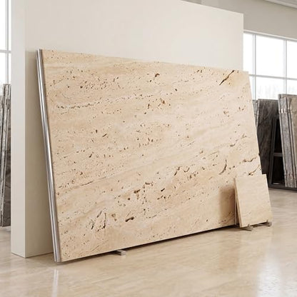 YKAJO Natural Travertine Beige Oval Marble Tray, 11.8x5.9 Vanity Organizer - color: Natural Travertine Beige, size: 11.8" x 5.9" x 0.6"