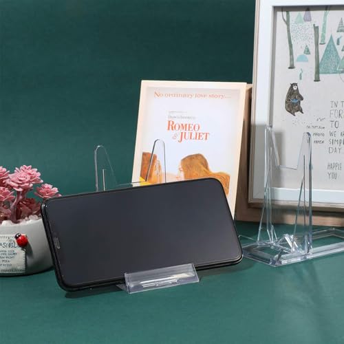 Zonon Acrylic Plate Stands for Display Adjustable Plastic Stand Holders Picture Plate Holders Clear Mini Easels Stands to Display Pictures for Home Office Supplies Festival Party Decoration(10 Pcs)