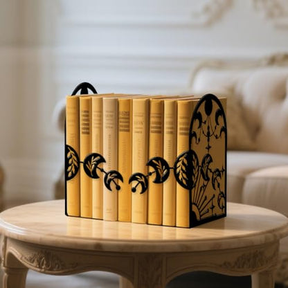 Peacoblue 5.5"x4.3"x8.3" Metal Bookends, Heavy Duty Book Ends for Shelves - style: Moon Phases